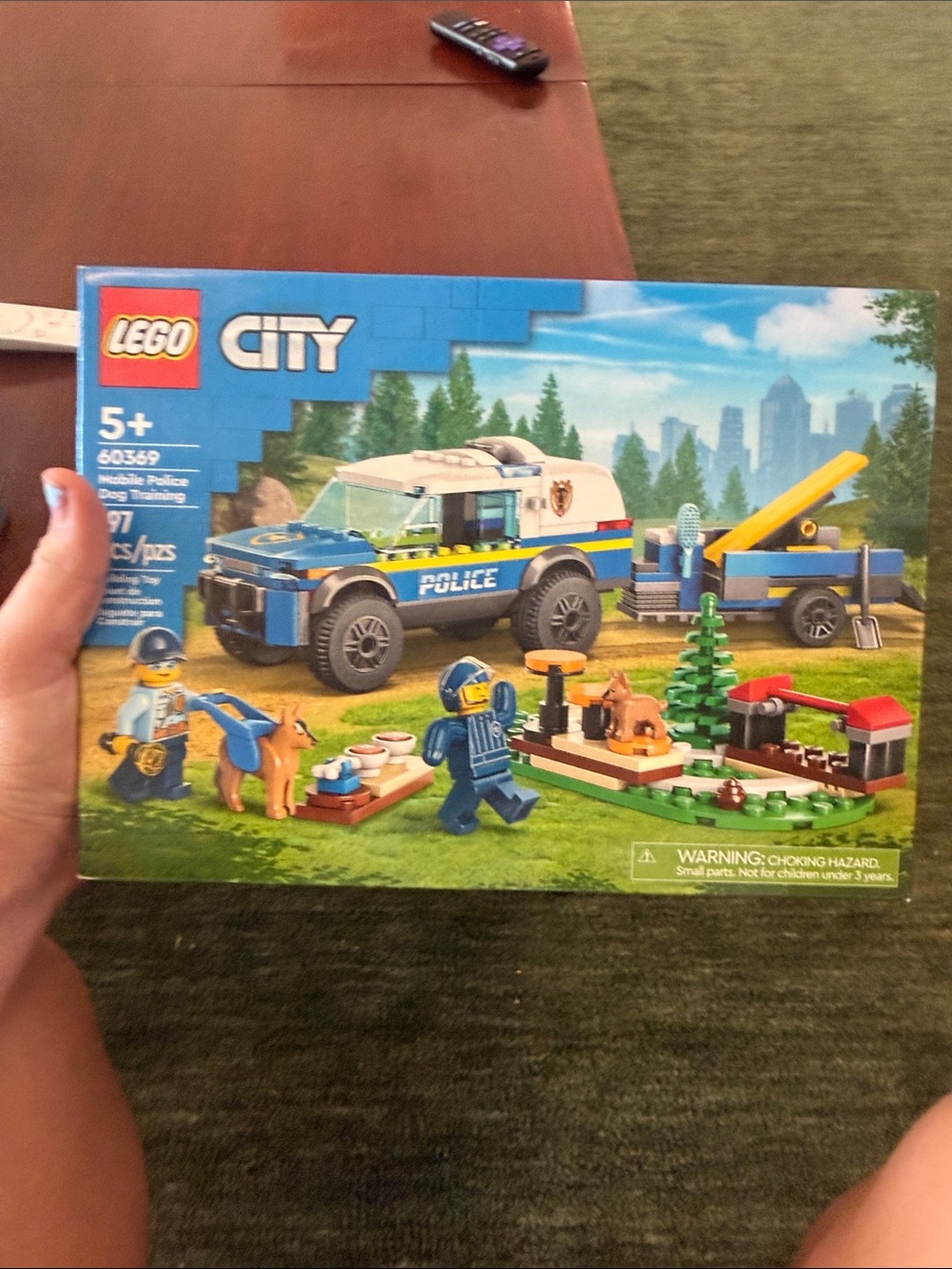 Lego Blue Police K9 Rescue Truck with Trailer and Park Scene